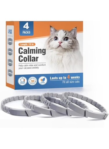 CENXI 4 Packs Cat Calming Collar for Cats Pheromone Collar Efficient Relieve Reduce Anxiety Stress Pheromones Calm Relaxing Comfortable Collars Long-Lasting 30 Days Adjustable Breakaway Design Gray