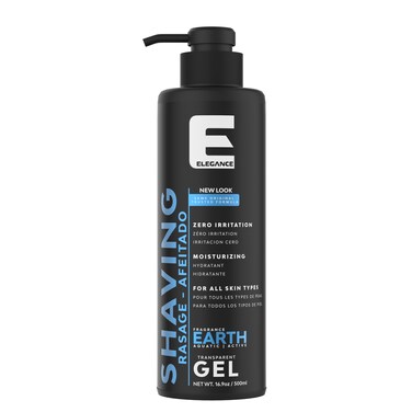 Elegance E-Series Shaving Gel - Earth 500ml - Moisturizing, Irritation-Free, Transparent Formula for Sensitive Skin