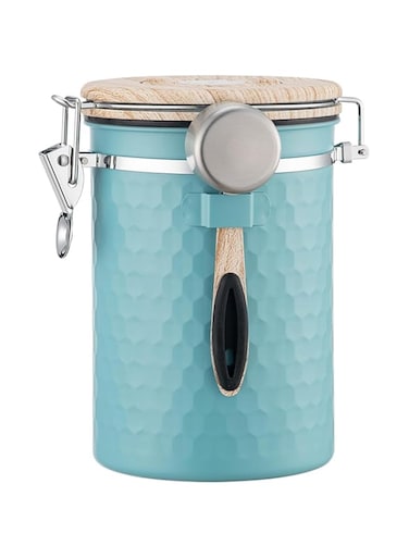 Tazweeq Coffee Canisters Airtight Coffee Bean Storage Container, Kitchen Stainless Steel Food Storage Container, Made of Stainless Steel with Airtight Lids for Ground Coffee, Tea, Sugar (Blue 1.8L)