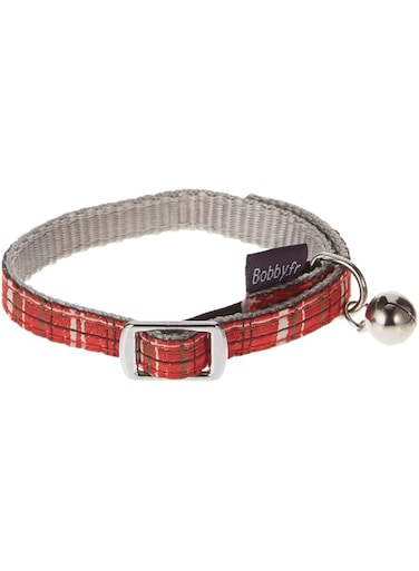 Bobby Kilt Traditional Smart Cat Collar With Bell, Red Colour