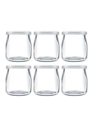 200ml Yogurt Pudding Glass Jars with Plastic Lids Mini Cup Small Glass Bottles (6)