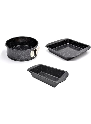 Prestige 3-Piece Bakeware Set, 23cm Square Cake Tin, 23cm Loaf Tin, 18cm Springform Cake Tin   Essential Baking Pans for Home Kitchen