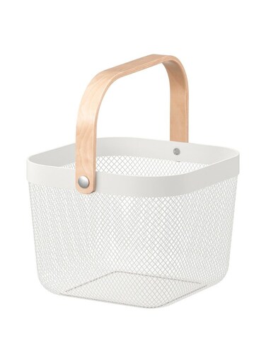 White Metal Mesh Storage Basket, 25x26x18 cm, Multi-Purpose Design