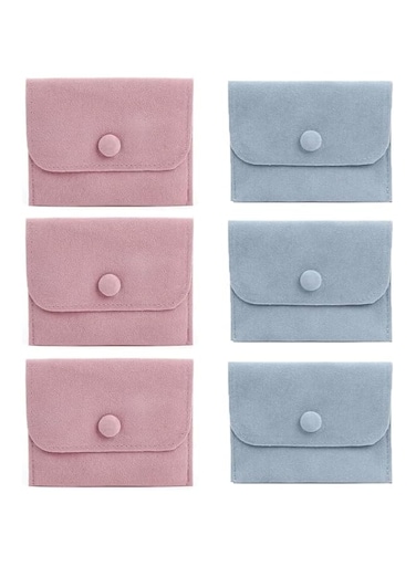 Wisfunlly 6Pcs Velvet Jewelry Pouch, 9.5x7.5cm Storage Pouch with Snap Button Small Purse Jewelry Gift Pouch Packaging Bag Luxury Storage Box Velvet Bag for Bracelet Rings Earrings Necklace