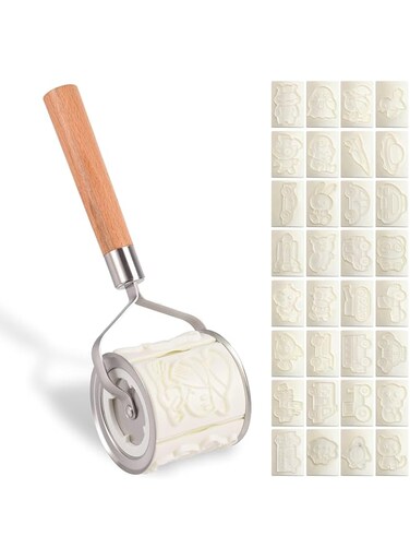 TERRIFI Cartoon Animal Cookie Cutter, Rolling Baking Molds Cookie Cutters Set, Reusable Biscuit Cutter with 32 Animals Patterns Embossed Cookie Stamps