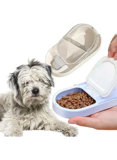 Uhuan Dog Water Bottle, Leak Proof Foldable Pet Water Bottles, 2-in-1 Portable Dog Water Bottle for Walking, Cat Bowls and Pet Water Bottle, Dispenser Bowl Travel Drink Cup, for Hiking, Travel（Blue）