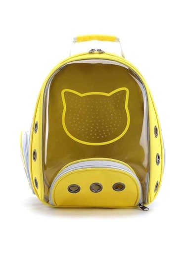 NutraPet Petstranaut BackPack Bobble Cat Face Yellow