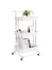 3-Tier Rolling Utility Carts Trolley Storage Cart with Handle Multifunctional Organization Cart with Brake Caster Wheels Kitchen Shelf Multifunctional Storage Rack with Net Basket Mass (White)