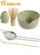 Matcha Set, 4 Pieces Includes Matcha Bowl with Spout, Matcha Whisk Holder, Bamboo Matcha Whisk and Sifter Scoop, 17 oz Mottled Tea Green Glaze Ceramic Matcha Kit for Tea Lovers