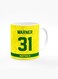 Designer Printed Coffee Mug with Heavy Duty Handle 11oz Ceramic Personalised Gift Mugs Cup [Microwave Safe &amp; Dishwasher Proof ] - Cricket Player - David Warner, Jersey Number - 31