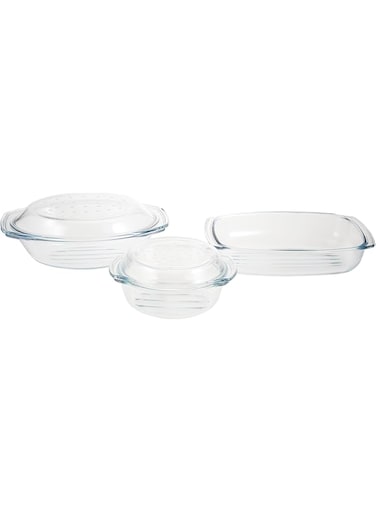 Termisil, Glass Ovenware Set 5-Pcs, (Casserole 1,7 L + 2,9 Roaster 2,5 - G&amp;D),Borosilicate (Heat-Resistant) Glass.Suitable For Gas Cooker, Electrical And Oven.