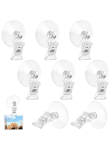 Suction Cup Hooks for Glass Window - 8X Suction Cup Window Glass Clips,Suction Cup Clip Advertising Pop Display, Suction Cup Clamp Holder for Bathroom, Kitchen