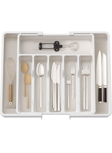 Expandable Adjustable Cutlery Drawer Organizer, Utensil Kinfe Trayanna, Silverware and Flatware Holder, Closet Cutlery Tray for Spoons Forks Knives,