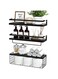Wall Mounted Floating Shelves with Towel Bar and Storage Basket &acirc;&euro;&ldquo; 3-Tier Bathroom Organizer for Toiletries, Towels, Plants, and Decor &acirc;&euro;&ldquo; Space-Saving Wood Shelves with Black Metal Frame Black