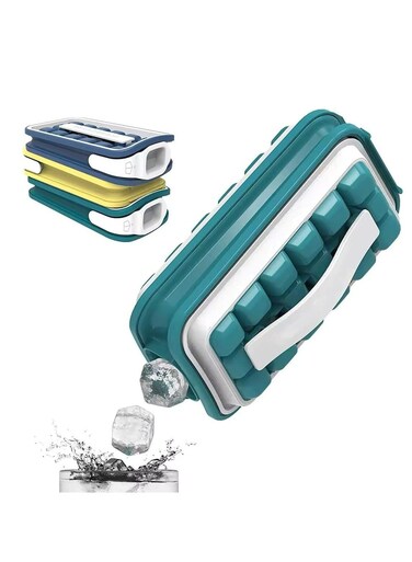 Sanitary Silicone Ice Cube Tray with Lid, Bexice Mold, Makes 18 Cubes, Easy-Clean, Freezer Safe.