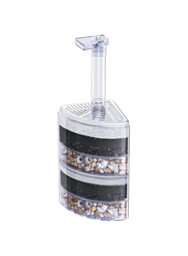 Excefore Aquarium Corner Sponge Filter, Quiet Small Fish Bio Foam Filter with Natural Stones Gravels and Ceramic Rings for Betta Fry Shrimp Fish Tanks up to 50 Gallons