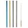 Reusable Stainless-Steel Straws with Cleaning Brush, Mixed Colours, Set of 5