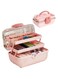 Azonee Jewelry Box for Girls, 3-Layer Cosmetics Storage Box, Little Girl Hair Accessory Display Case, Multipurpose Plastic Storage Box with Handle for Storing Art Supplies, Medicines, Manicures