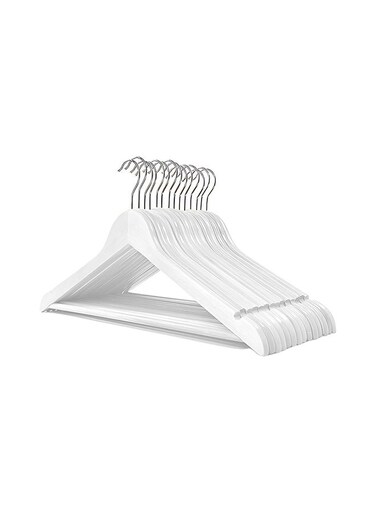 Wooden Hangers 12 Pcs Set White 45cm