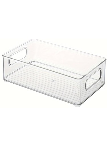 2pc Stackable Clear Fridge Organizer With Handles - Space-Saving Kitchen Storage Solution For Food &amp; Pantry Food Storage Bins,Fridge &amp; Refrigerator Organizer,Cabinet,Kitchen