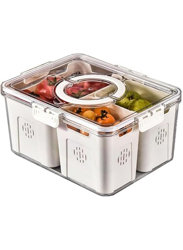 Strayelf Fruit Storage Containers with Lid and Handle,Dishwasher Safe Snack Box Container,Divided Serving Tray for Veggie, Candy and Nuts Organizer, Snackle Charcuterie Boxes (style 4)