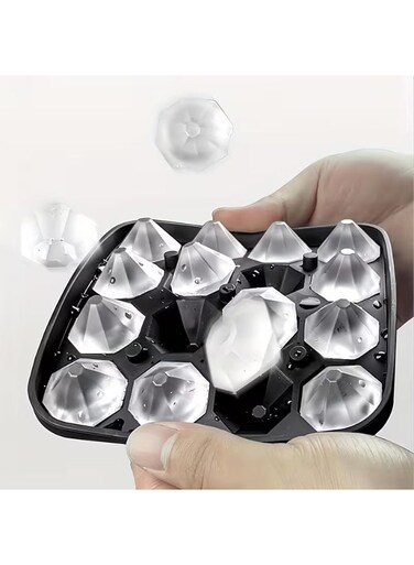 16-Cavity Small Diamond Ice Cube Tray, Fun Shapes Silicone Mini Dice Mold, 16 Cubes Easy Release BPA-Free Stackable with Lid 1pc