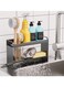 2-Tier Rustproof Kitchen Sink Organizer with Detachable Brush Holder and Auto-Draining Caddy for Sponges, Dish Soap and Accessories, Black