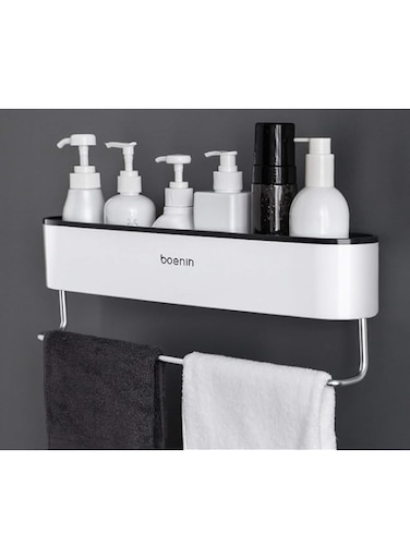 Aiwanto " Bathroom Shelf Space 1 Layer Storage Rack Wall-mounted Multi-function Toiletries Storage Rack Bathroom Storage Rack Toilet Vanity Shower Room Shelf " (Black)