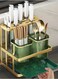 Efficient Kitchen Storage Rack with Knife Organizer Holder, Chopsticks Box, Cutlery Storage Shelf - Organize Kitchen Utensils for Wall-Mount or Countertop Use - Green