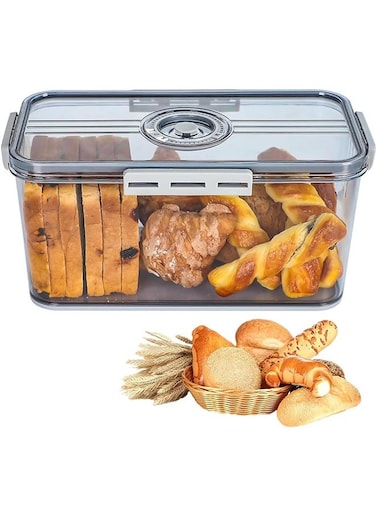 Bread Box for Kitchen Countertop, Airtight Loaf Bread Storage Container, Time Recording Bread Keeper with Lid, Bread Holder Bin for Homemade Bread, Bun, Bagel, Loaf