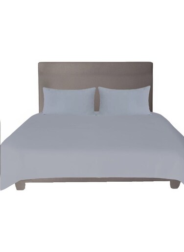 Smart Flat Bed Sheet Plain Cotton Bed Sheet with Pillow Covers (50x70cm) Grey