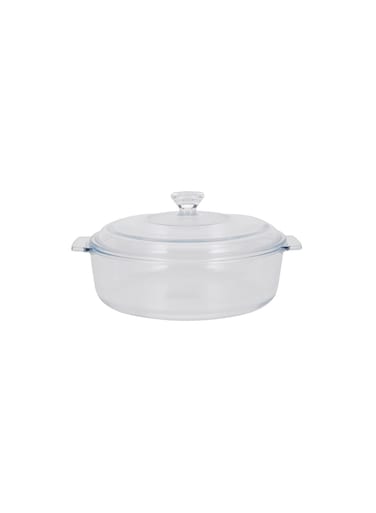 1.7 L Glass Baking Dish with Lid-RF12202/ Round Tray Perfect for Baking and Serving/ Casserole with Easy Grab Handles and Knob/ Oven, Dishwasher and Freezer Safe