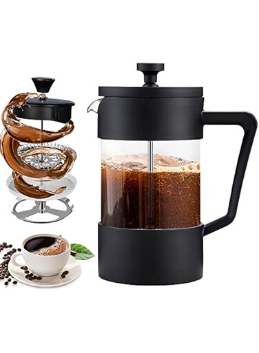 French Press Coffee Maker,Tea Kettle 1 Liter Insulated Piston Tea Pot Cafetiere Coffee Cup with Filter Stainless Steel Borosilicate Glass Coffee Press Durable Heat Resistant&iuml;&frac14;&circ;1000ML&iuml;&frac14;&OElig;34OZ&iuml;&frac14;&permil;