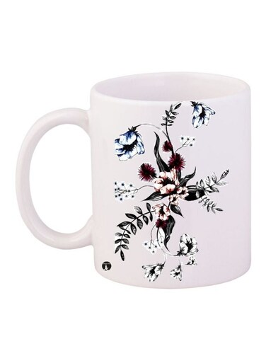 Floral Printed Coffee Mug White/Blue/Black