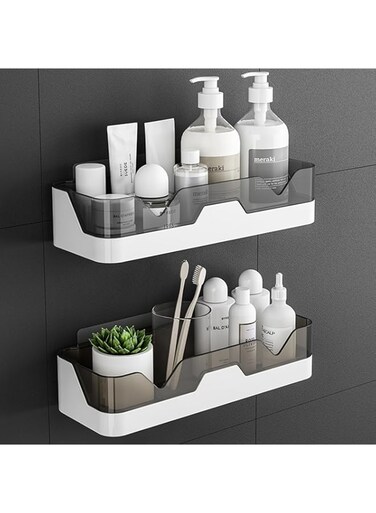 Alleisure Shower Caddy Adhesive Bathroom Shelf, 2 Pack - Premium Wall Mounted Organizer, No-Drill Rustproof Corner Shower Shelf, Upgraded Storage Rack for Bathroom &amp; Kitchen