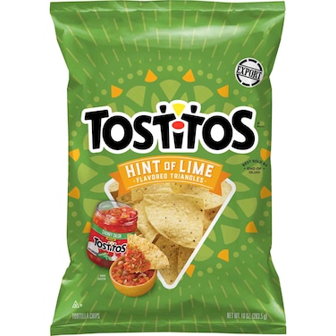 Tostitos Hint of Lime Flavoured Triangles Tortilla Chips, 283.5g