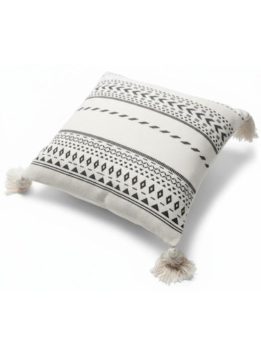 Modern Black &amp; White Geometric Design Square Cushion &acirc;&euro;&ldquo; Premium Cotton Upholstery, 45&Atilde;&mdash;45 cm