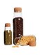 Eco-neutral Glass Jar Cork Lid clear glass bottle for water, juices Containers Bottle for Tea, Herbs, Seasonings Canister with Airtight Round Cork stopper (1200, Circular, 1, DWEN 362)