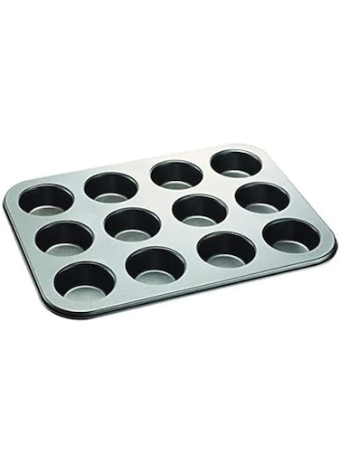 ECVV SHOWAY Best Cupcake Baking Pan 12 Cup Non-Stick Muffin Tray Grey Cake Pan