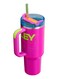 Reverb 40oz Hot Magenta Stainless Steel Insulated Tumbler with Reusable Straw &amp; Spill-Proof Lid &acirc;&euro;&ldquo; Large Travel Mug with Double-Wall Vacuum Insulation for Hot &amp; Cold Drinks &acirc;&euro;&ldquo; Eco-Friendly Reusable Hydration Cup for Office, Gym, Car &amp; Travel