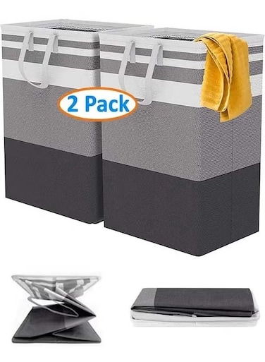 Collapsible Laundry Baskets with Carry Handles   Freestanding Hamper for Clothes, Blankets &amp; Cushions   Space-Saving Storage Solution