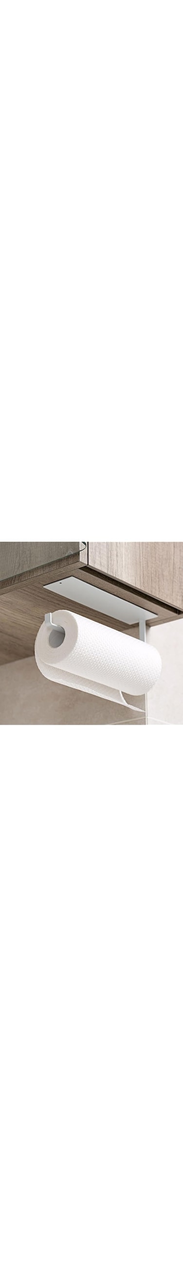 AMERTEER Self Adhesive Paper Towel Holder - Wall Mounted &amp; Under Cabinet Kitchen Tissue Roll Holder   No-Drill, Space-Saving Paper Towel Rack for Bathroom &amp; Kitchen Organization (White)