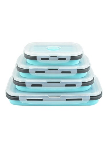4-Pack Food-Grade Silicone Collapsible Lunch Box Set, 350-1200ML Multiple Sizes Microwave Safe, Freezer To Microwave Storage Containers