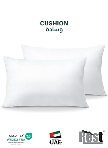 Bedding Throw Pillows Insert Cushion Filler Outer Cover Microfiber Filling 400 grams Ultra Soft Fiber Size 30x50cm , 12x20inch Cushion Inserts Home Decor White (Pack of 2)