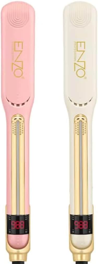 PrecisionWare Enzo EN-2401 Hair Straightener, Fast Heat-Up, Adjustable Temperature, Ergonomic Design -Intl Version (White)