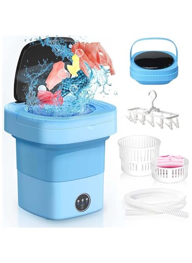 Pretocter 11L Portable Washing Machine for Laundry Foldable Mini Washer with 3 Modes Compact Washing Machine with Laundry Bucket Electric Small Washer for Travel Underwears Baby Clothes Socks Cleaning
