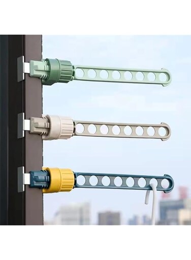 Rubik 3pcs Clothes Drying Rack with Each Hanging 8 Holes, Balcony Window Frame Adjustable Rack
