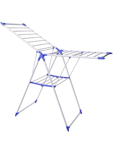 Royalford Metal Cloth Dryer (159X62X102) CM Folding Clothes Airer Clothes Airer Clothes Airer 16m Drying Length Stainless Steel White and Blue