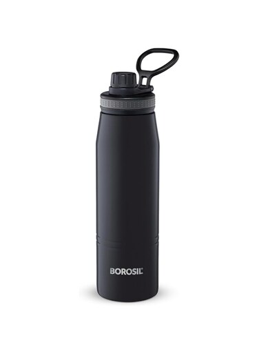 Borosil - Stainless Steel Hydra Gosports - Vacuum Insulated Flask Water Bottle, 900 ML, Black