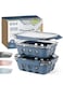 Set of 2 Glass Food Storage Containers with Airtight Lids and Silicone Protection, Leakproof Food Organizer, Freezer, Dishwasher, Microwave Safe, Kitchen Organizer for Food(1050ml, Marine Blue)